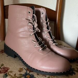 Dusty Rose Pink Moto Combat Boot